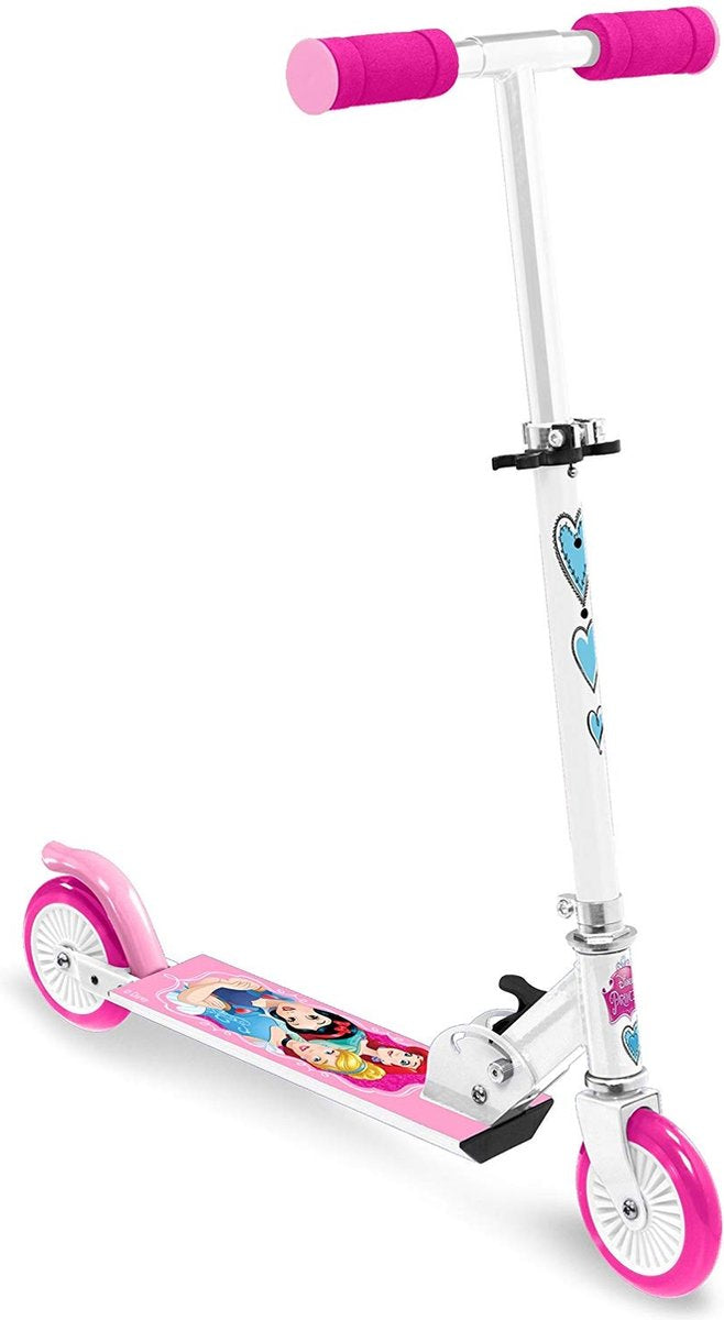 Disney princess - inklapbare meisjes step met voetrem - wit roze