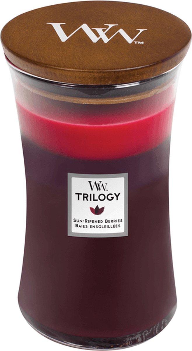 Woodwick hourglass trilogy large geurkaars - sun ripened berries - 130 branduren