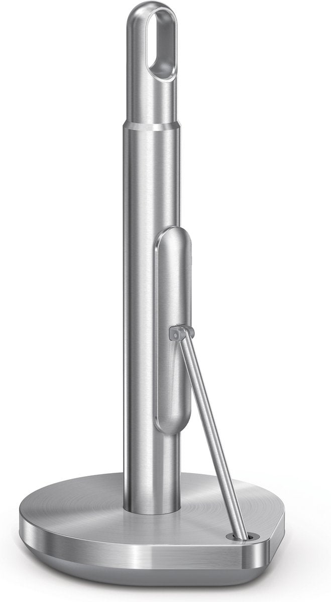Simplehuman keukenrolhouder met klemarm - vrijstaande keukenrolhouder - zilver - geborsteld rvs