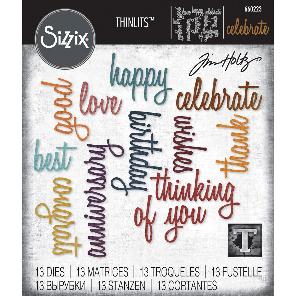Sizzix • tim holtz thinlits die set celebration words script 13pcs