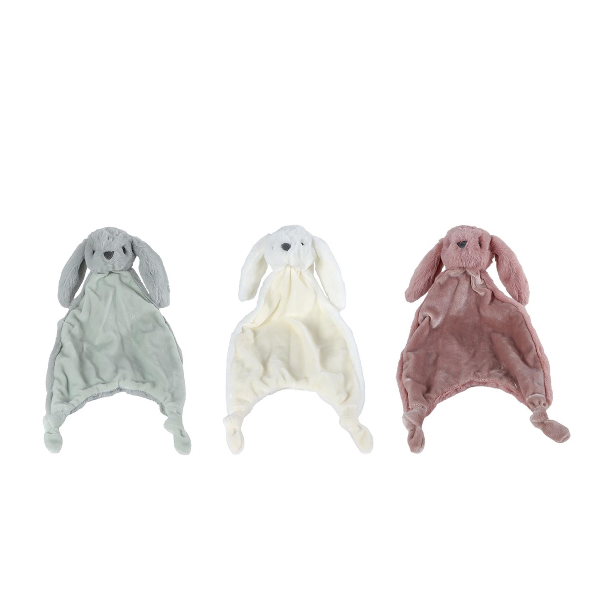 Mini club pluche knuffeldoekje konijn met knoopjes 3ass 38cm