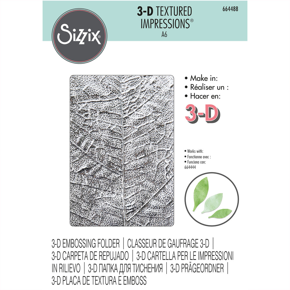 Sizzix • 3d textured impressions embossing folder leaf vein