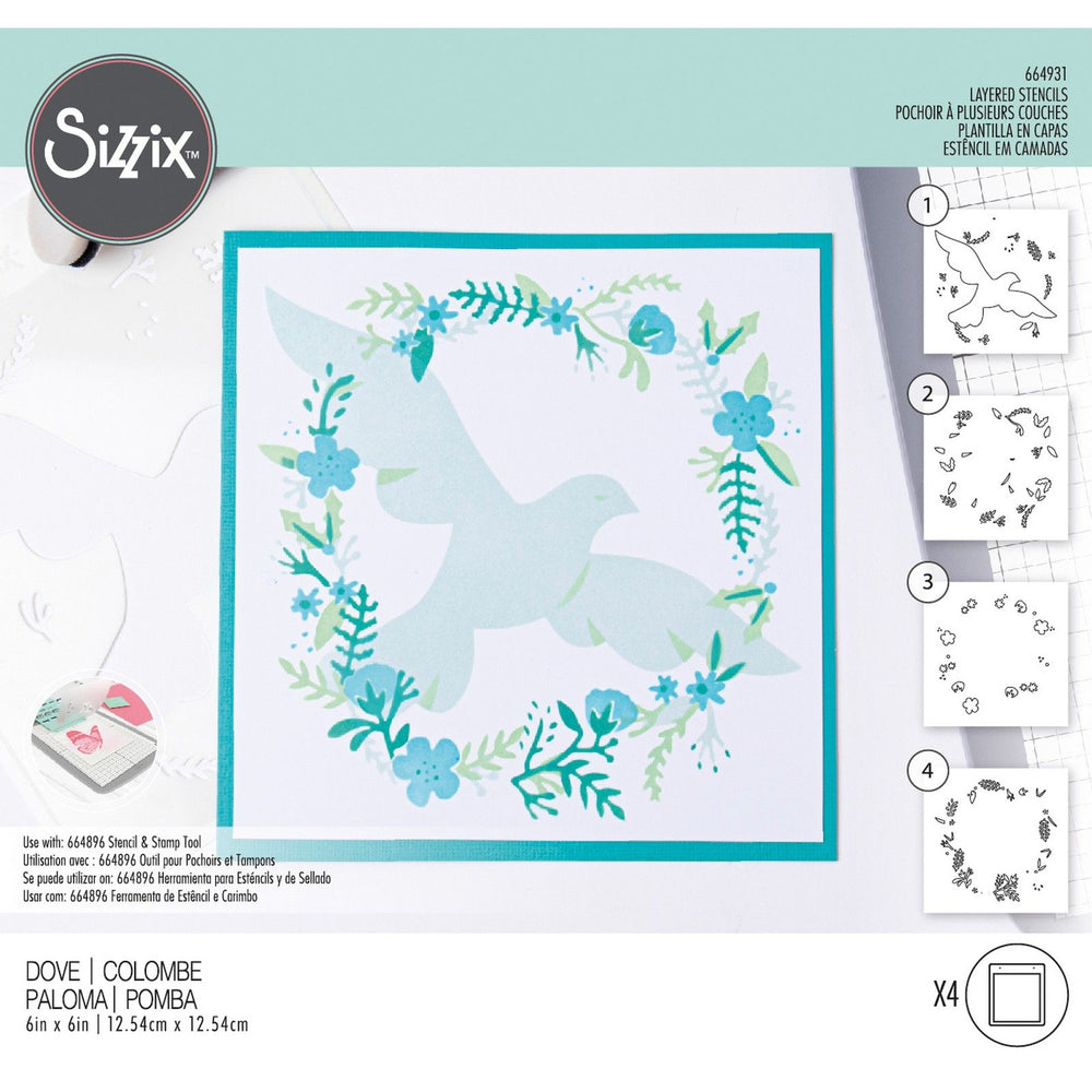 Sizzix • layered stencils dove 4stuks