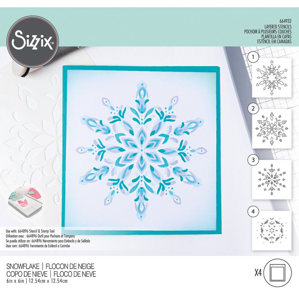 Sizzix • layered stencils snowflake 4stuks