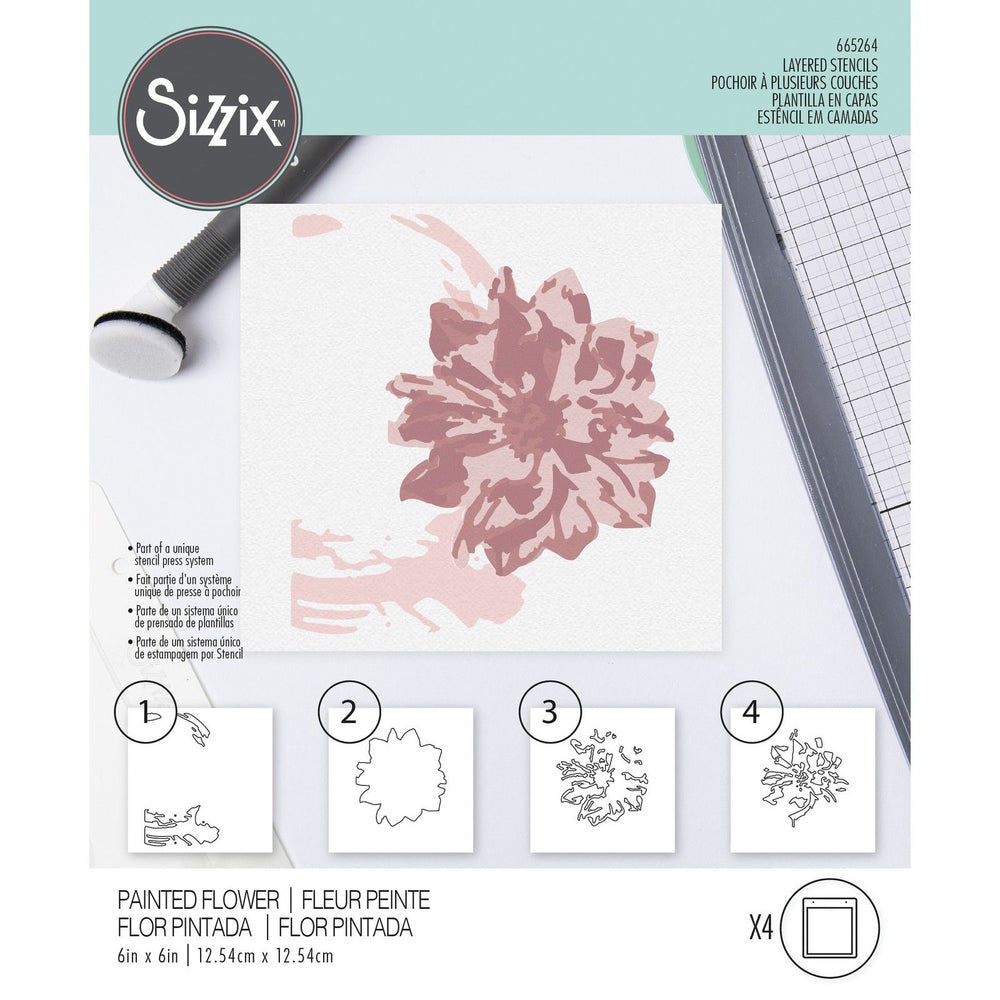 Sizzix • layered stencils painted flower 4stuks