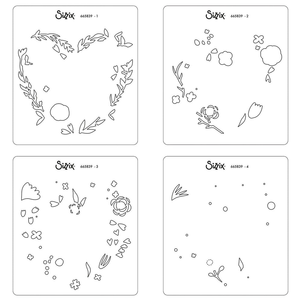 Sizzix • layered stencils heart wreath 4pieces