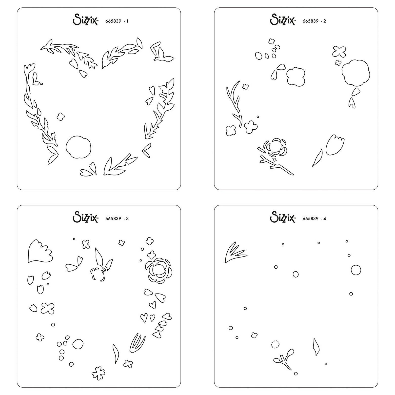 Sizzix • layered stencils heart wreath 4pieces