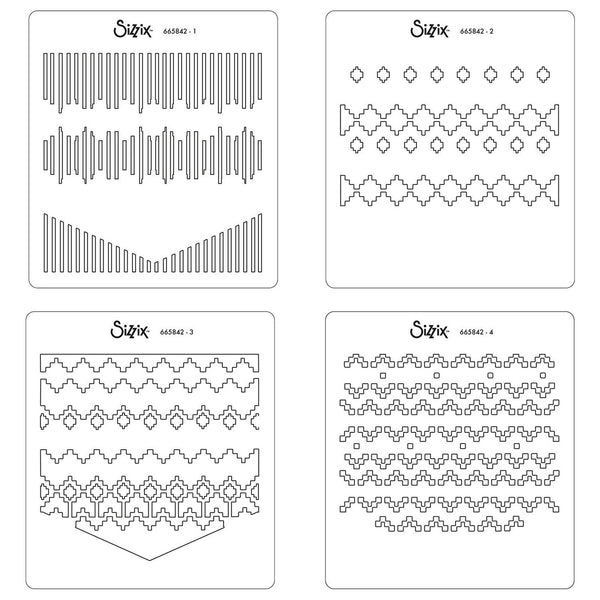 Sizzix • layered stencils textile 4pieces