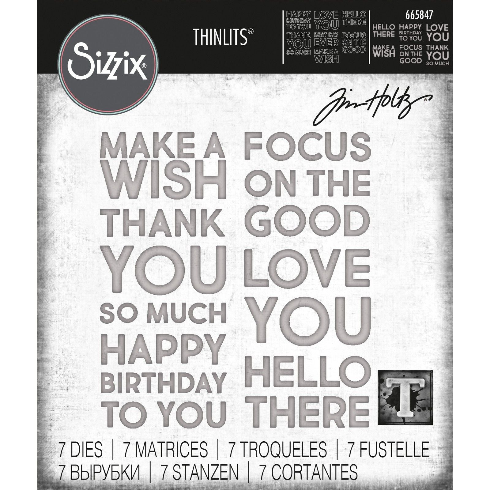 Sizzix • tim holtz thinlits die set bold text #1 7pcs