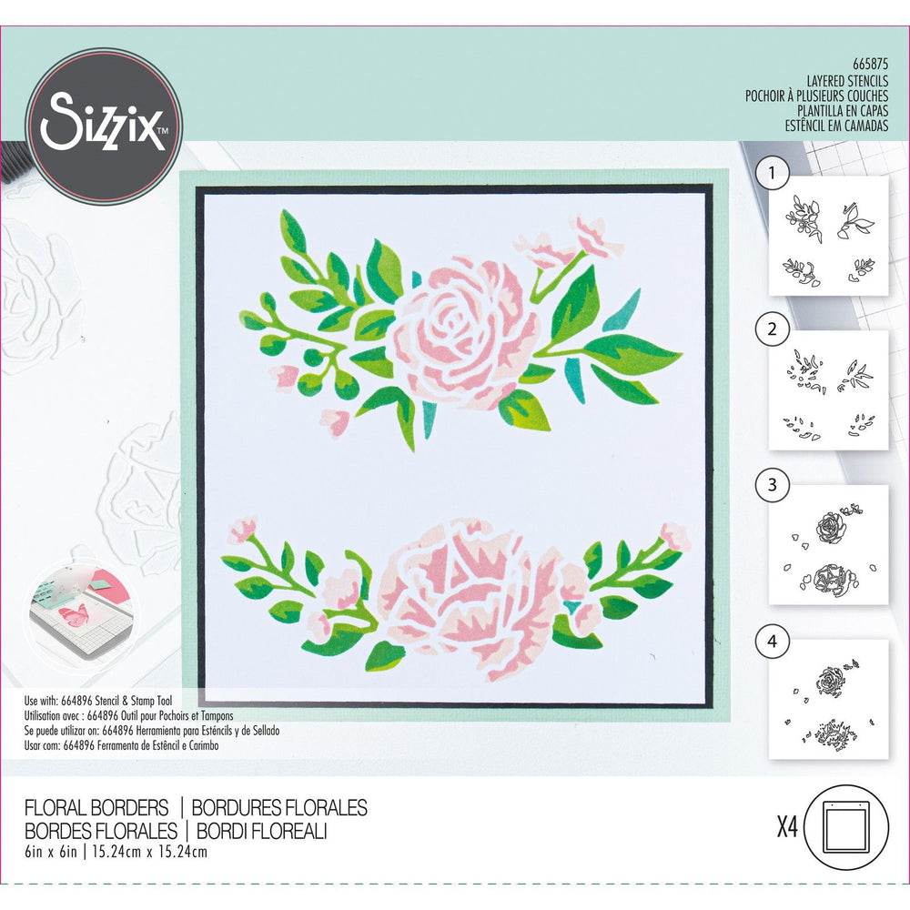 Sizzix • layered stencils floral borders