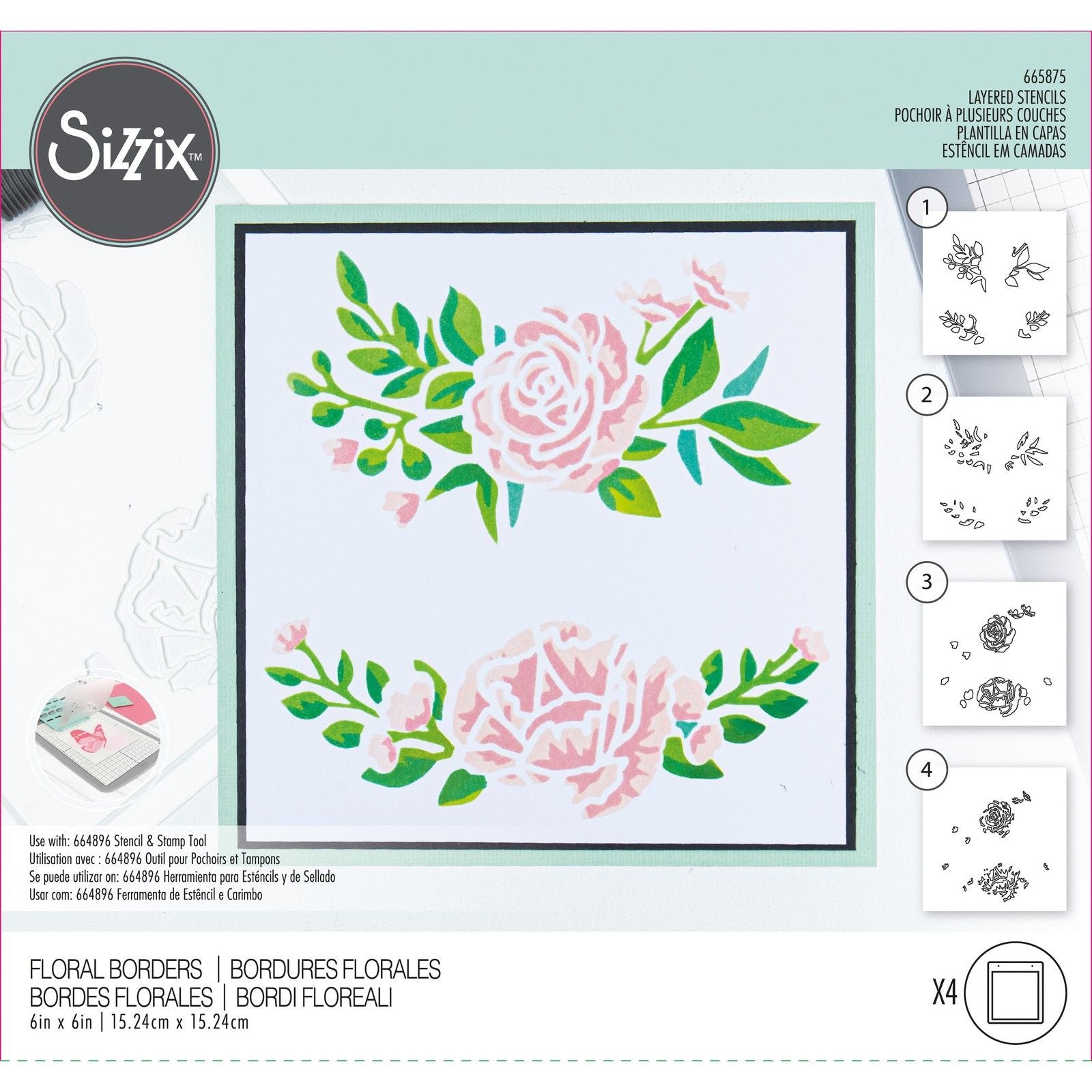 Sizzix • layered stencils floral borders