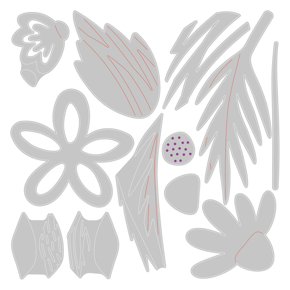 Sizzix • thinlits die set bohemian florals 12pieces