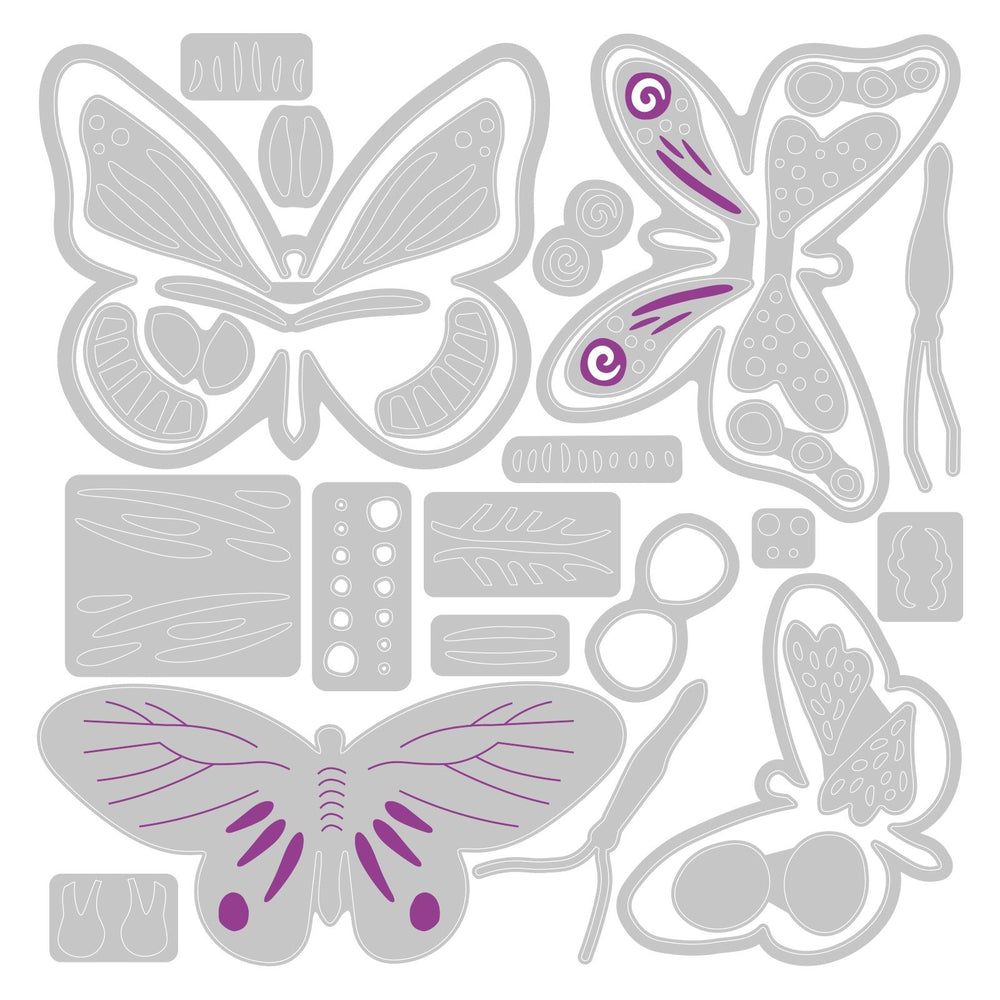 Sizzix • thinlits die set patterned butterflies 29pieces
