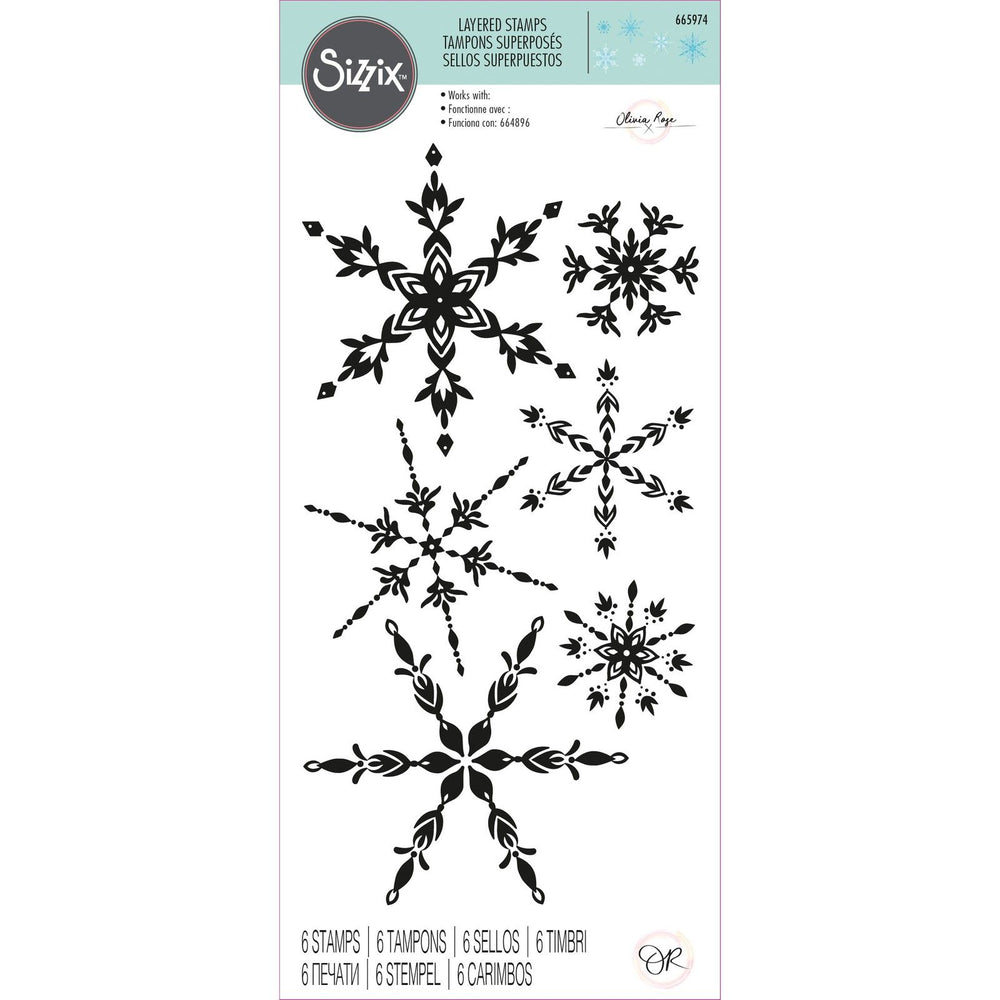 Sizzix • layered clear stamps floating snowflakes