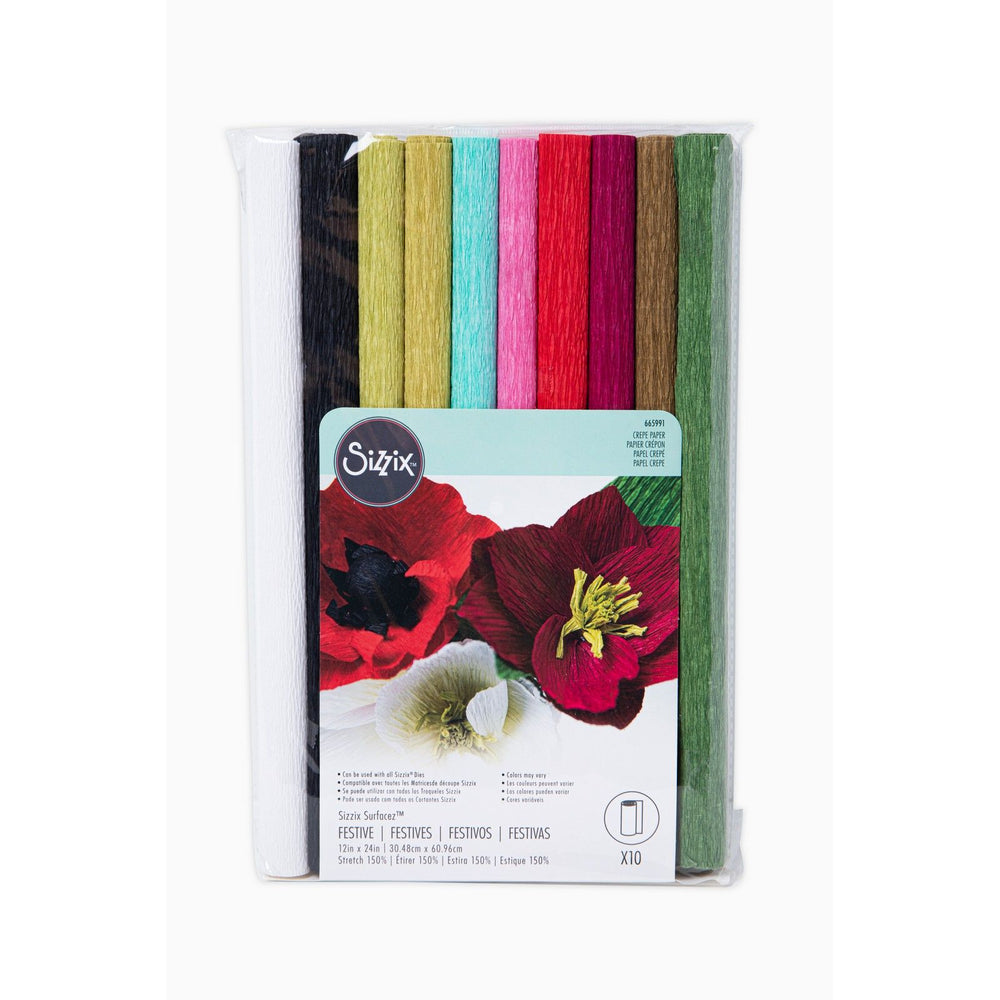 Sizzix • surfacez crepe paper, 12x24 10 sheets festive