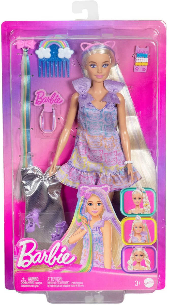 Barbie fun fancy pop - blonde modepop met extra lang haar en 2 looks