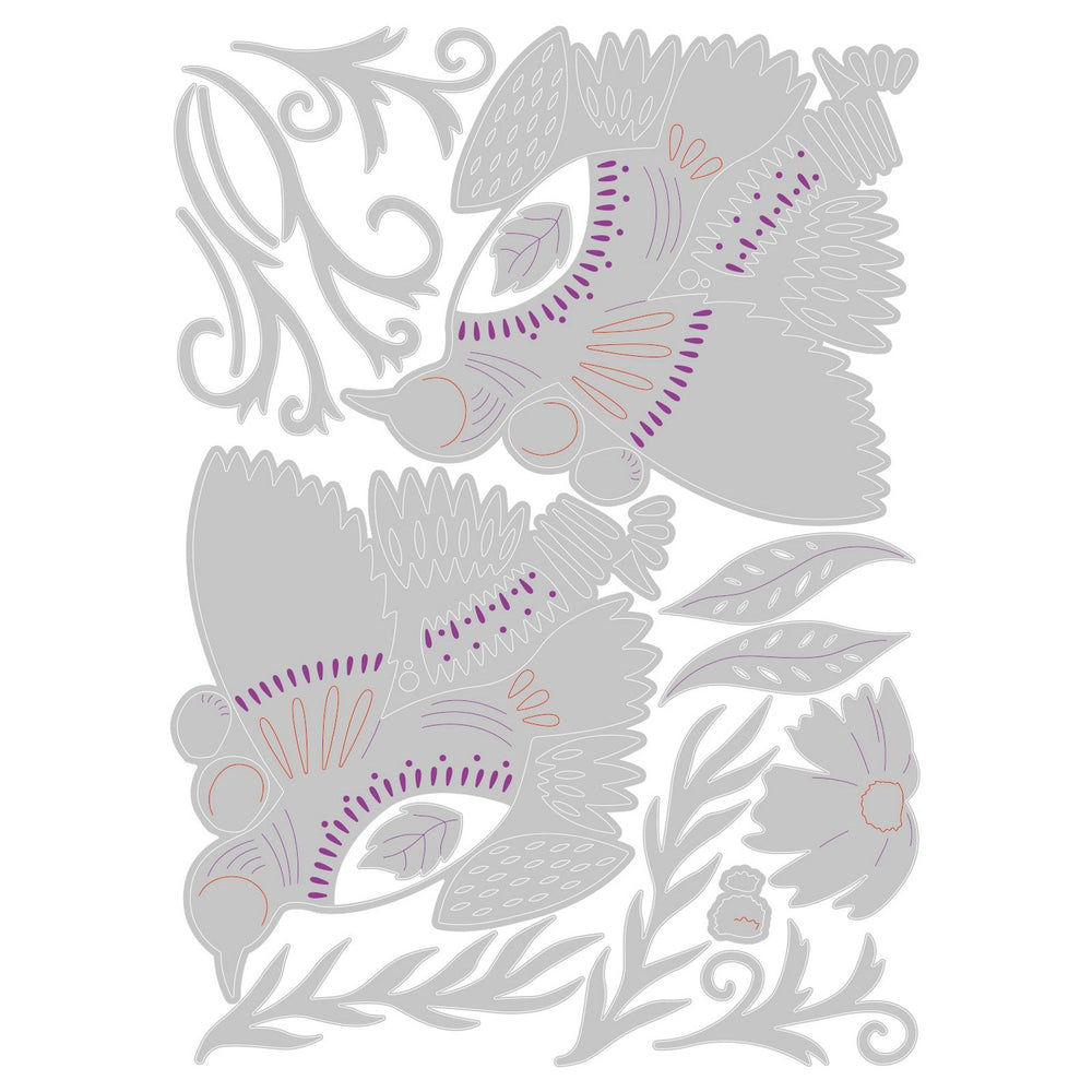 Sizzix • thinlits die set birds blossoms