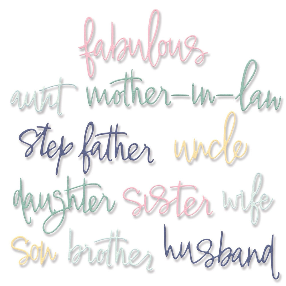 Sizzix • thinlits die set fabulous family names by debi potter