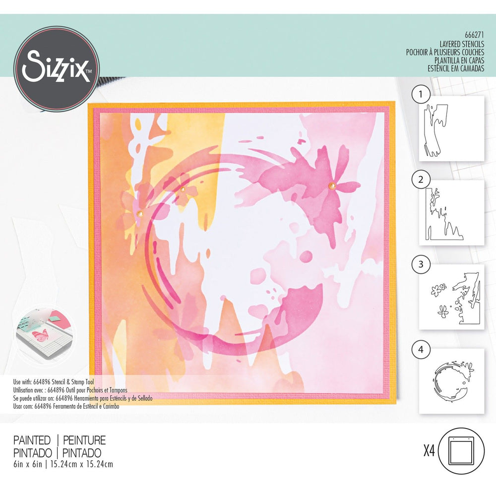 Sizzix • layered stencils painted