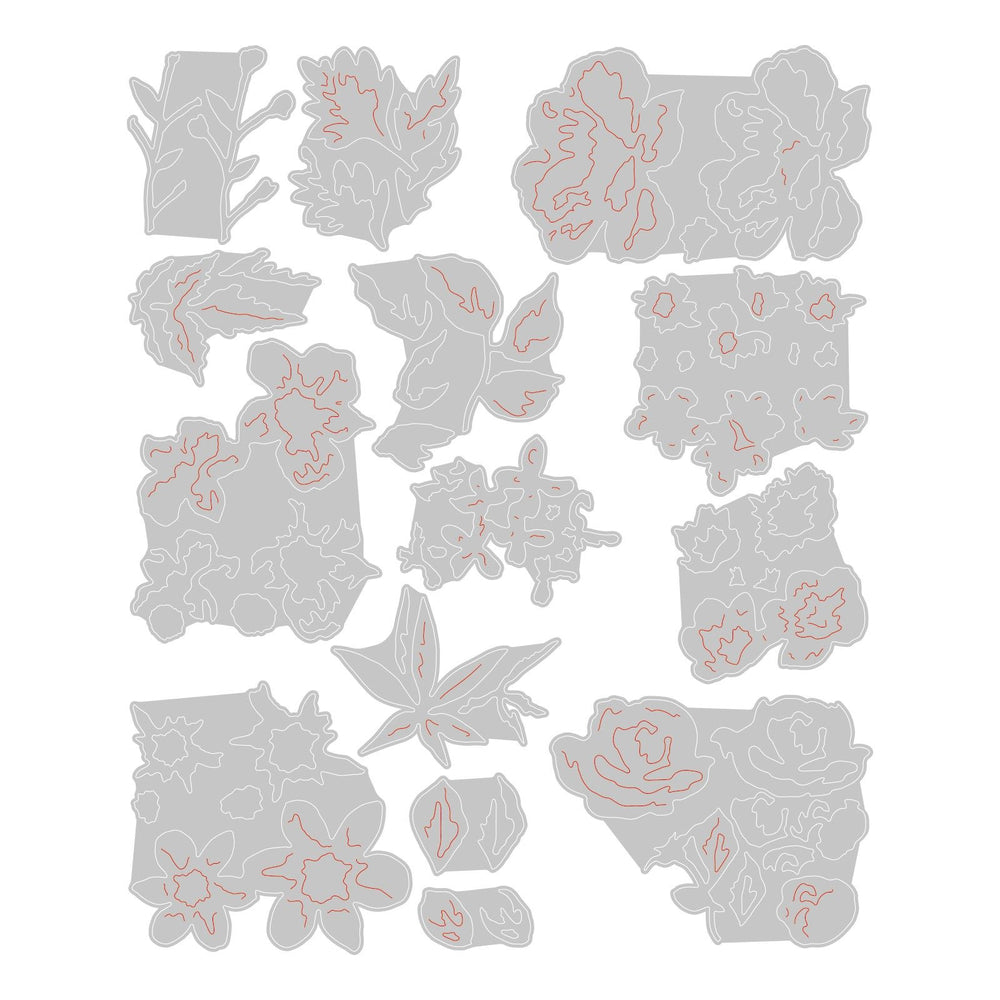 Sizzix • tim holtz thinlits die set brushstroke flowers mini 14pcs