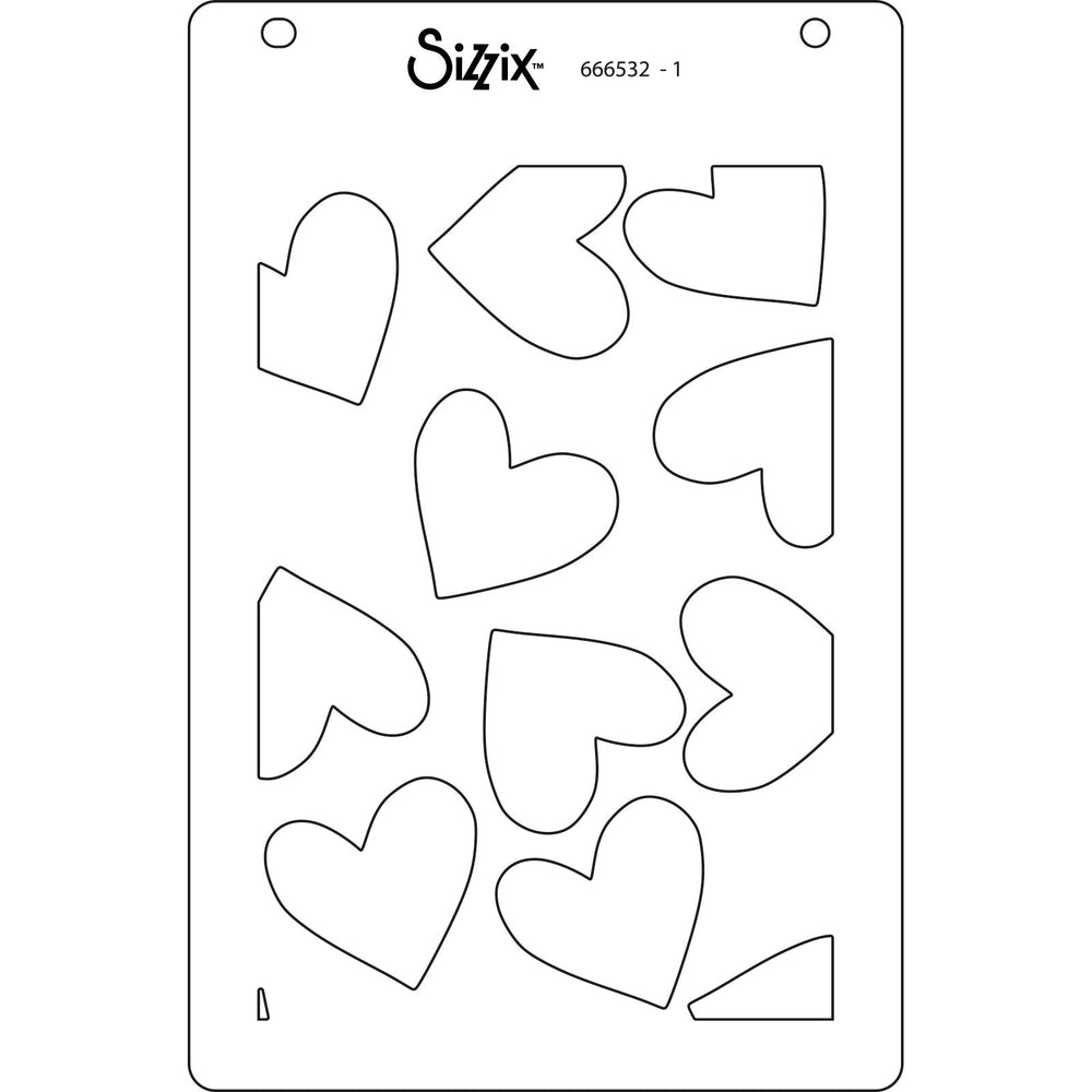 Sizzix • layered stencils a6 mark making hearts 4pcs