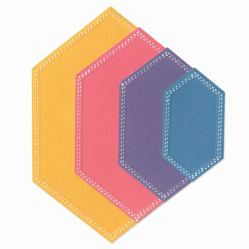 Sizzix • framelits die set fanciful belinda stitched hexagons 10pcs