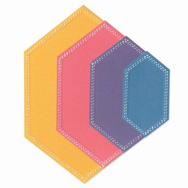 Sizzix • framelits die set fanciful belinda stitched hexagons 10pcs