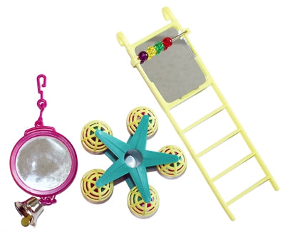 Happy Pet vogel speelgoed MP spiegel ladder carrousel