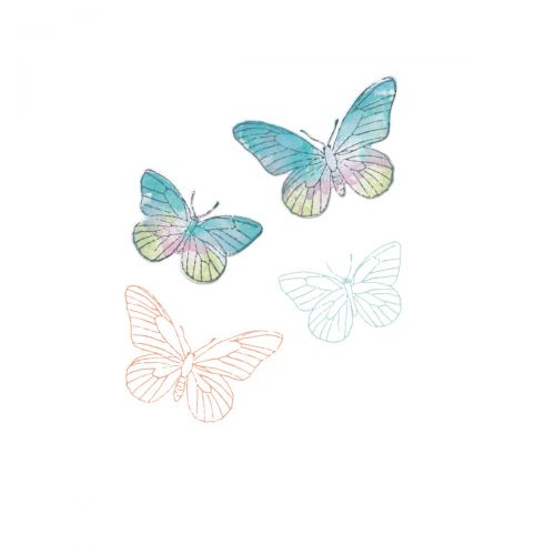 Sizzix • clear stamps set a5 with framelits die painted pencil butterflies