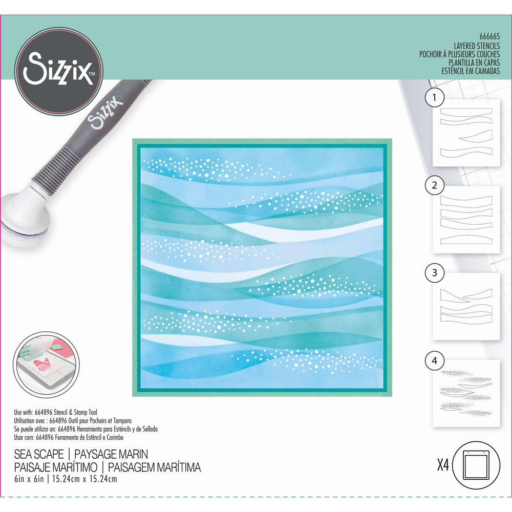 Sizzix • layered stencil sea scape 4pcs