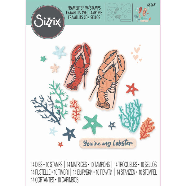 Sizzix • framelits die set with stamps you're my lobster 24pcs