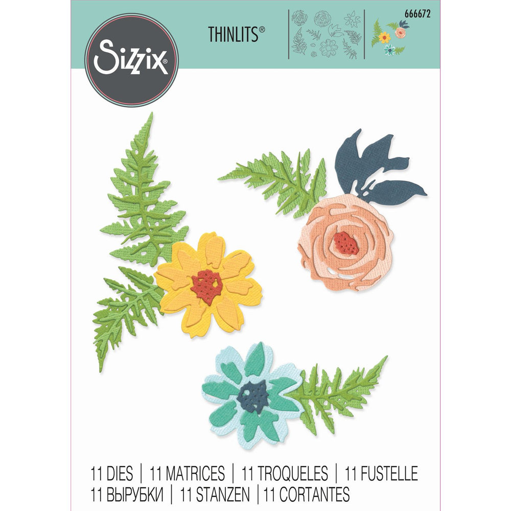 Sizzix • thinlits die set flowers fern 11pcs