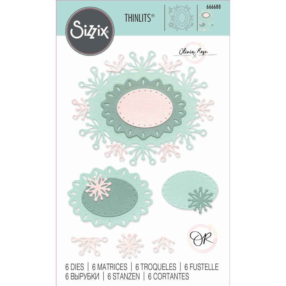 Sizzix • thinlits die set snowflake labels 6pcs