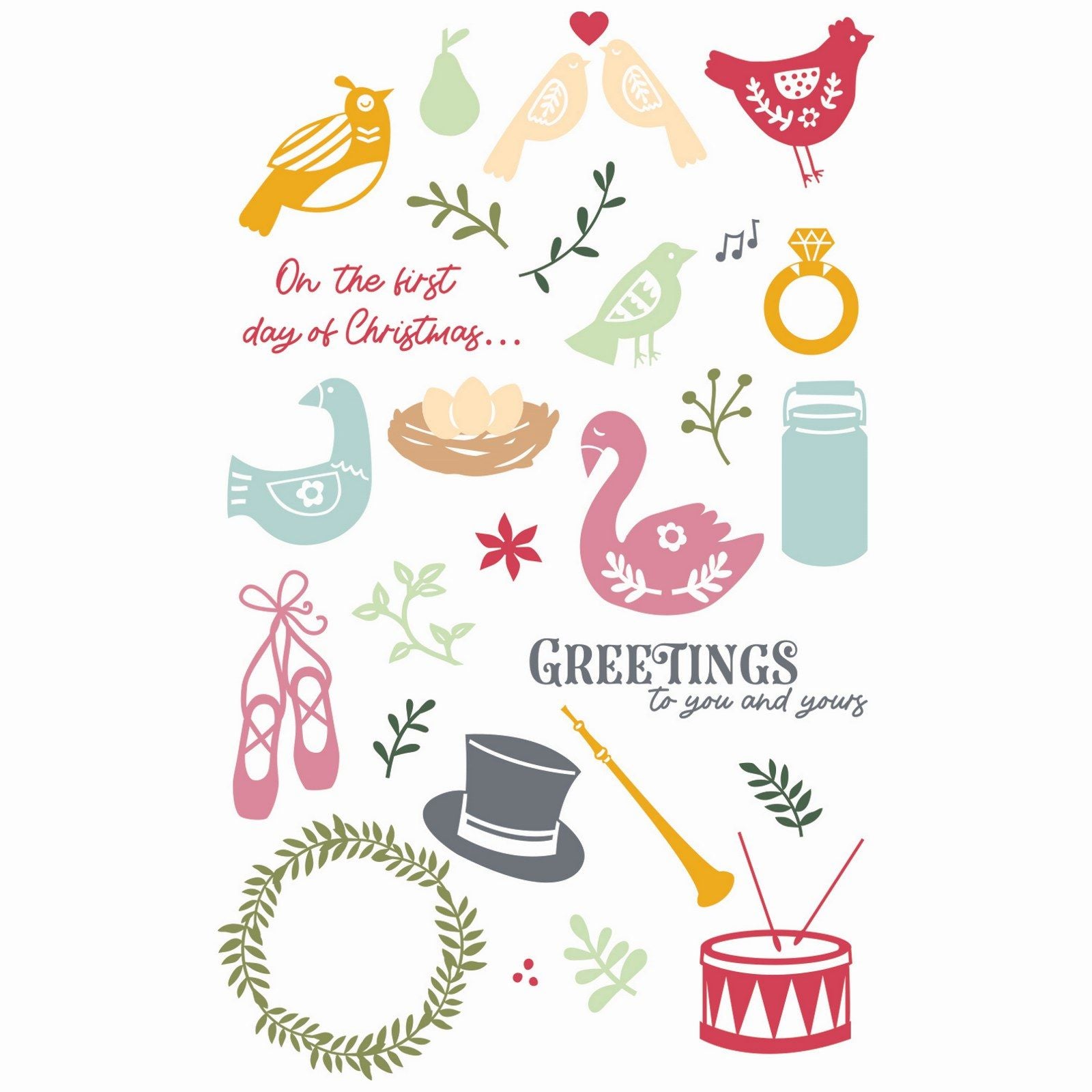 Sizzix • clear stamp set a5 12 days of christmas 30pcs