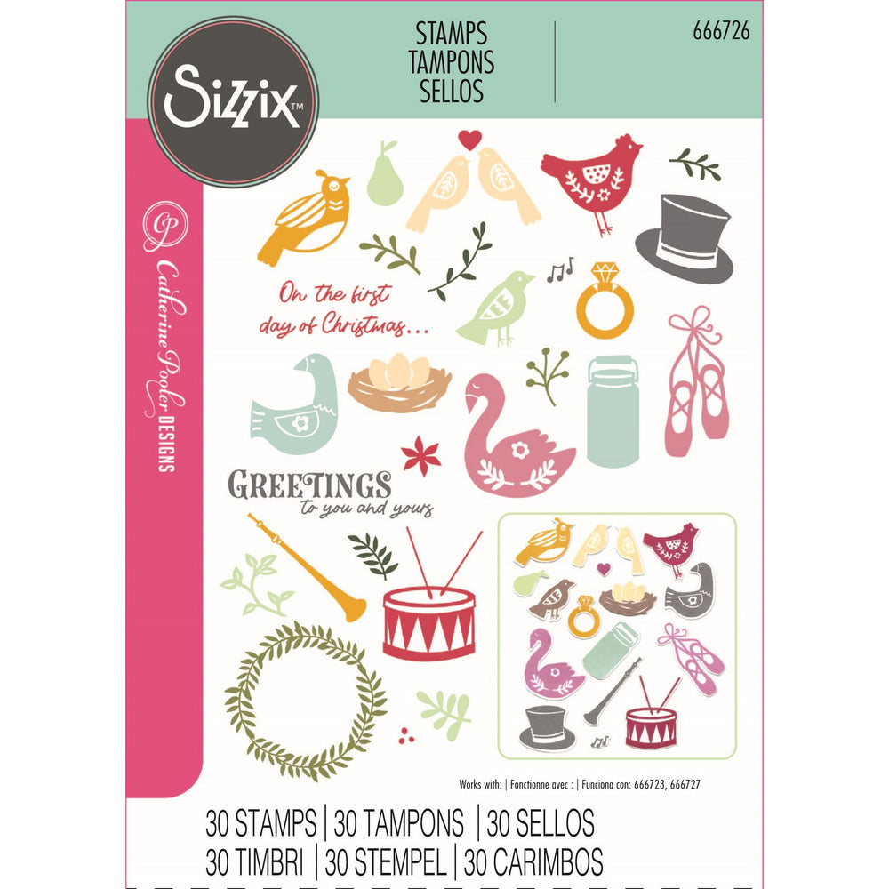 Sizzix • clear stamp set a5 12 days of christmas 30pcs
