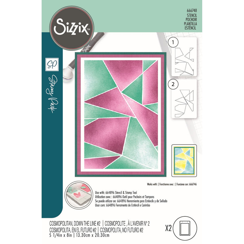 Sizzix • cosmopolitan stencil a6 down the line nr.2 2pcs