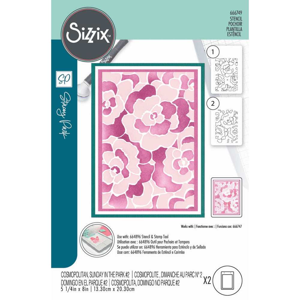 Sizzix • cosmopolitan stencil a6 sunday in the park nr.2 2pcs