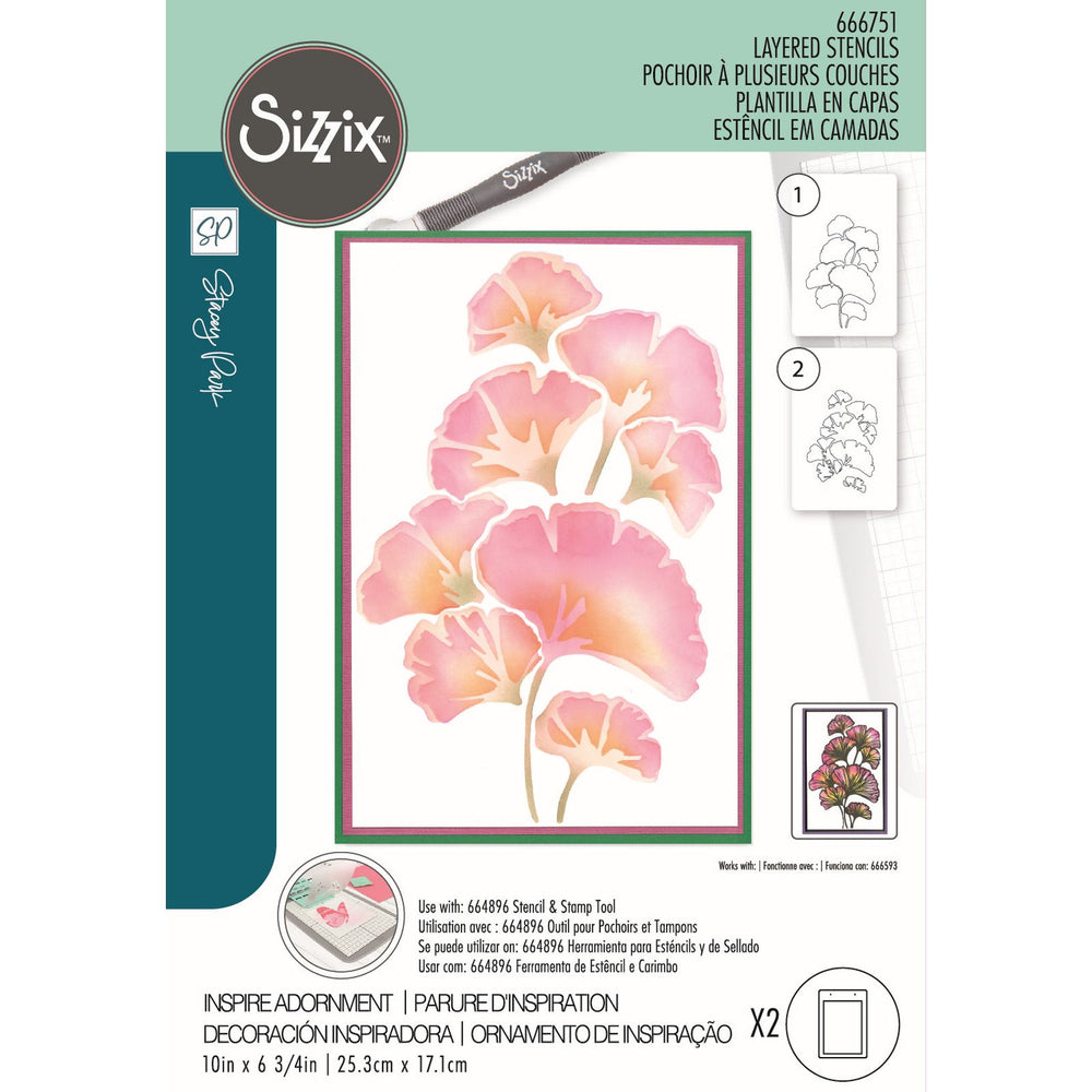 Sizzix • cosmopolitan stencil a5 inspire adornment 2pcs