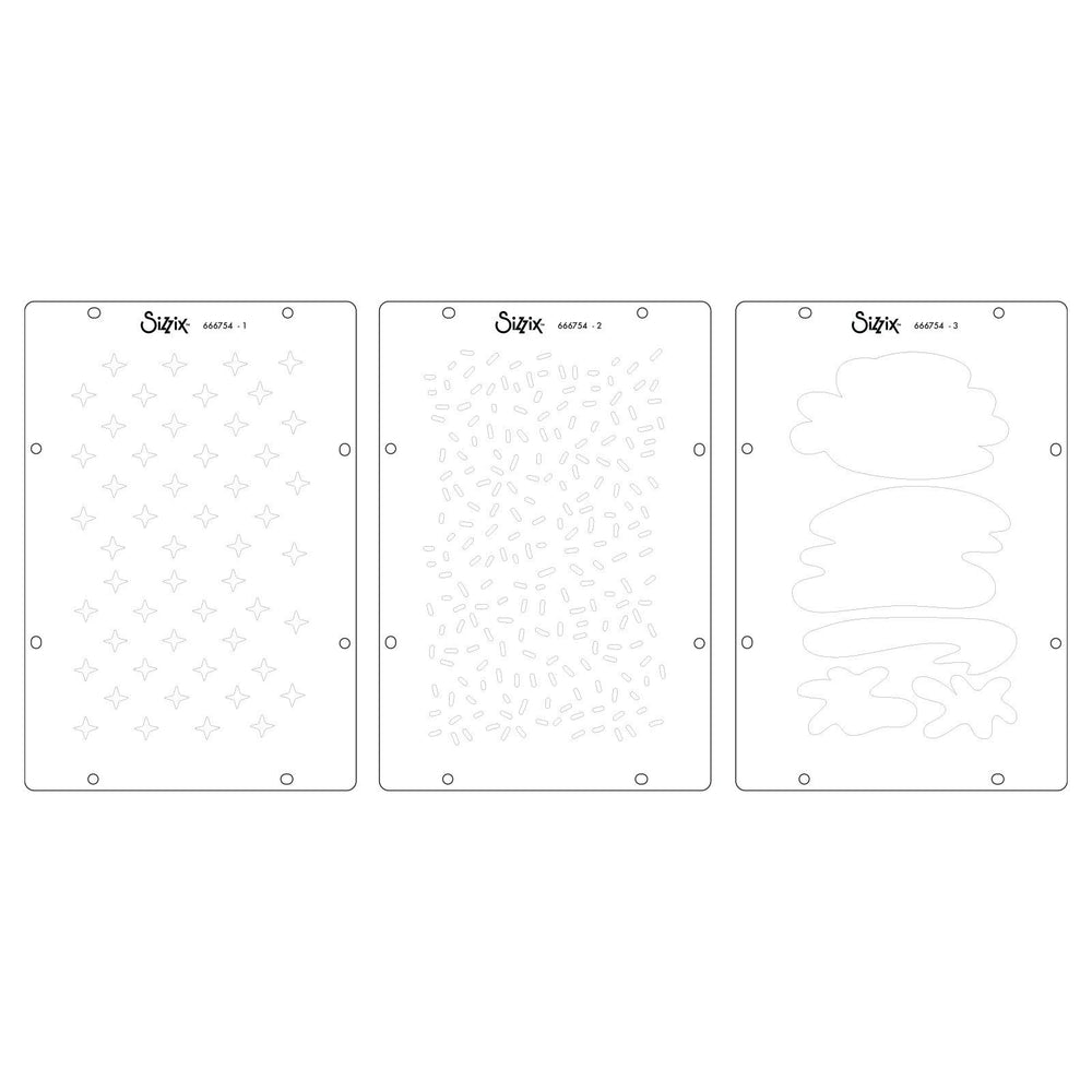 Sizzix • studio stamps set 7pcs 3pcs stencils create by cat kerr