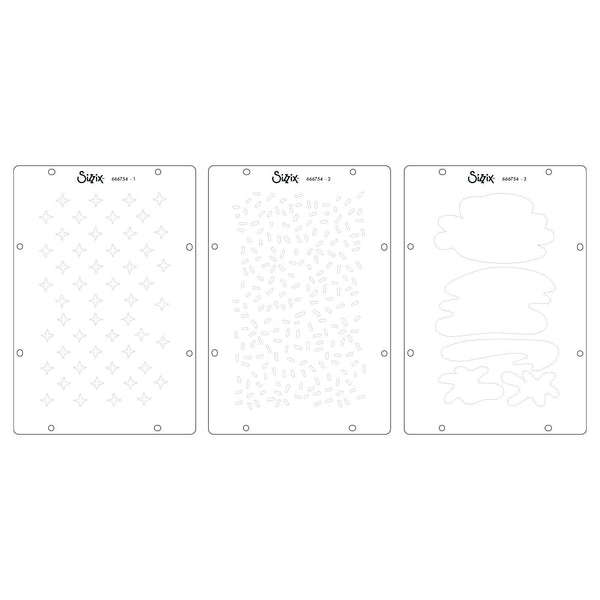 Sizzix • studio stamps set 7pcs 3pcs stencils create by cat kerr