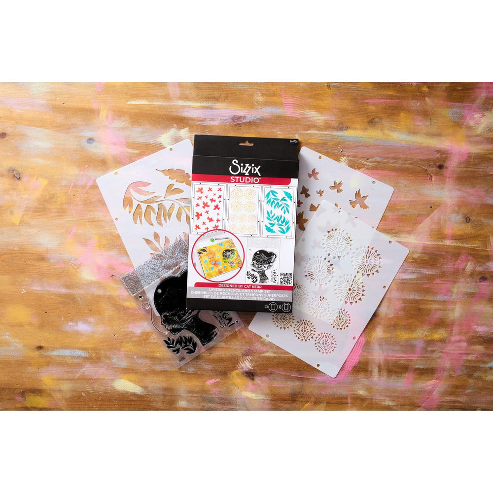 Sizzix • studio stamps set 5pcs 3pcs stencils ikigai by cat kerr