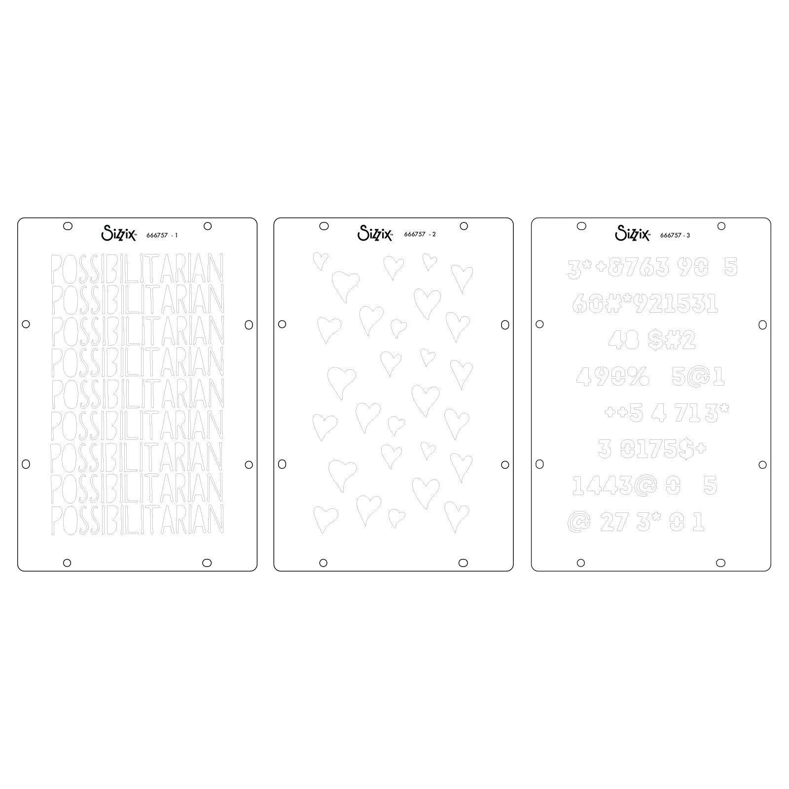 Sizzix • studio stamps set 13pcs 3pcs stencils possibilitarian by cat kerr