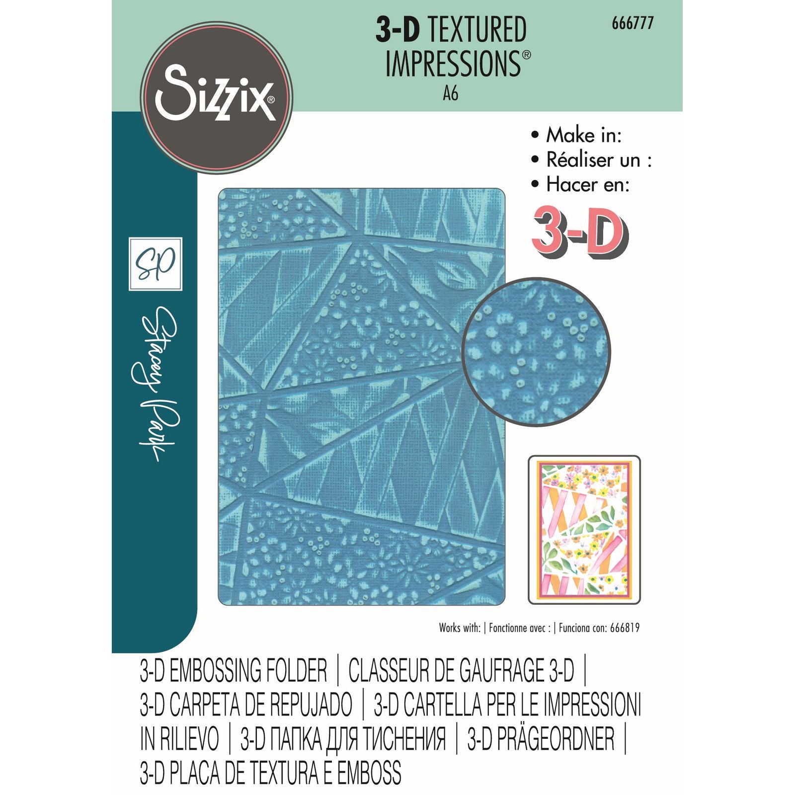 Sizzix • 3d textured impressions embossing folder fragmented floral
