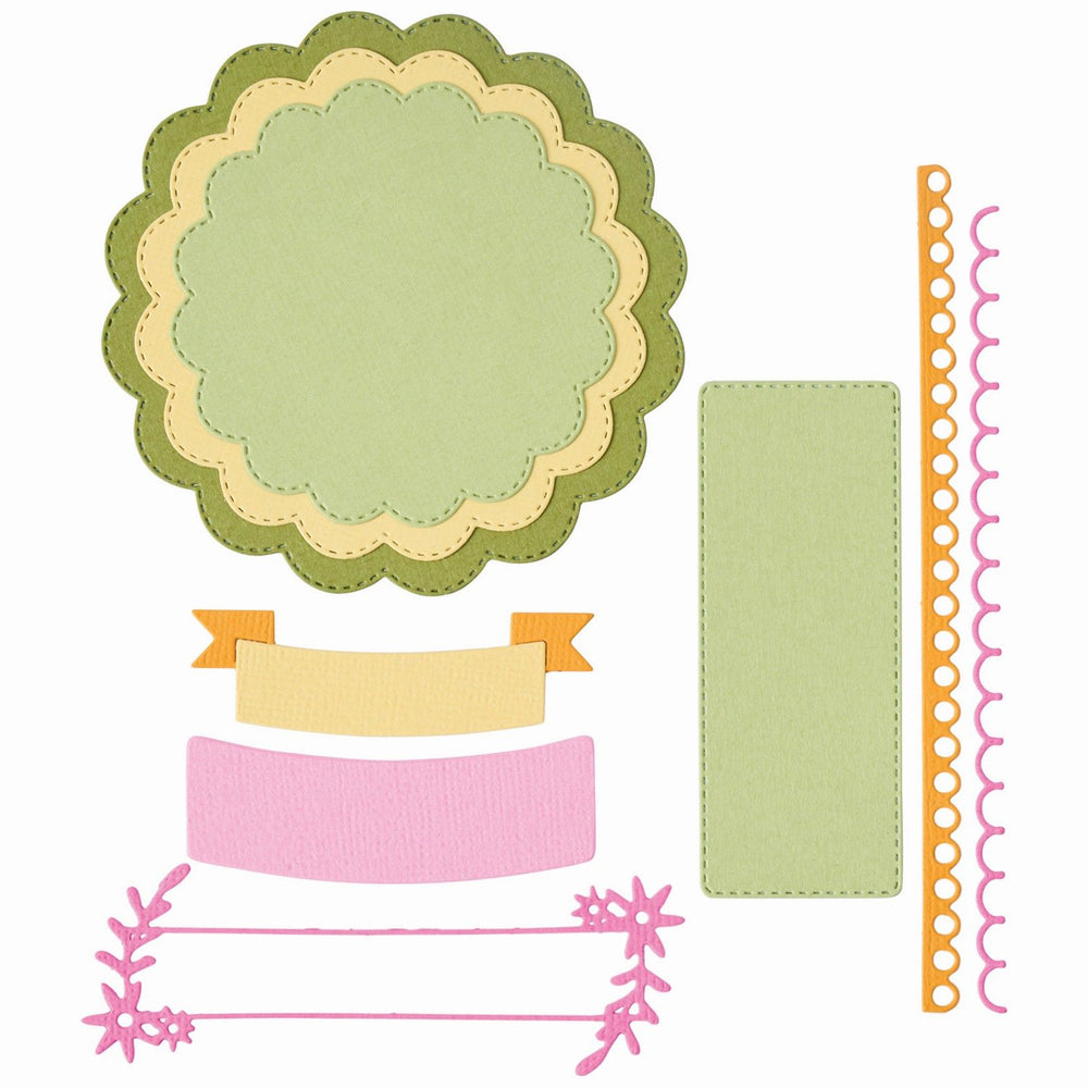 Sizzix • thinlits die set scalloped circles, borders banners 10pcs