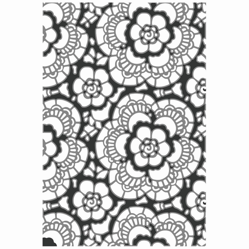 Sizzix • multi level textured impressions embossing folder vault lace by tim holtz