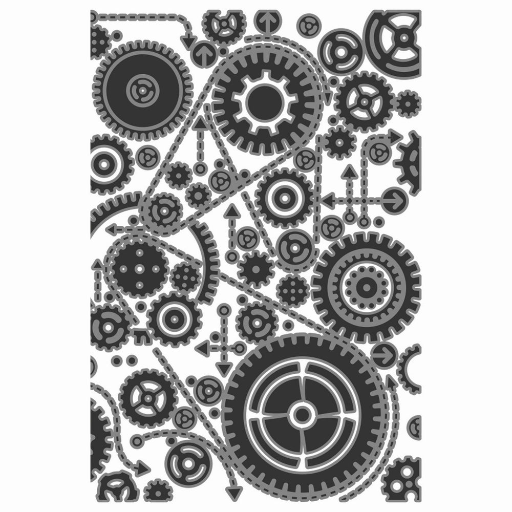Sizzix • multi level textured impressions embossing folder vault gears by tim holtz