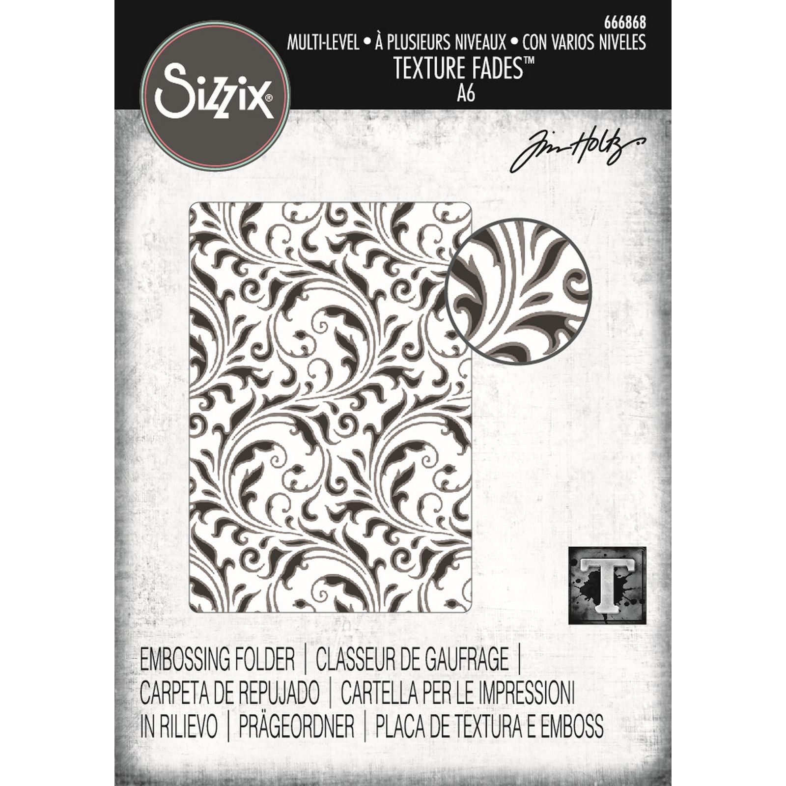 Sizzix • multi level textured impressions embossing folder vault flourish by tim holtz