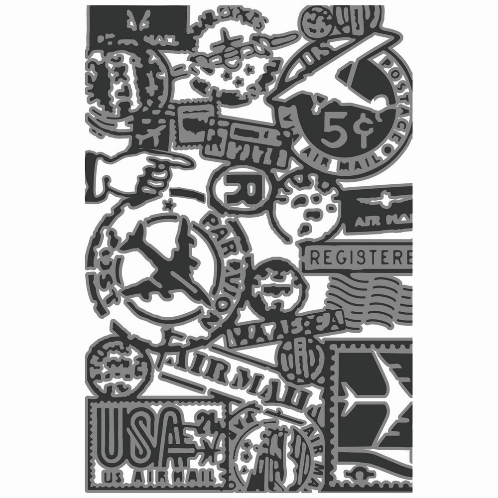 Sizzix • multi level textured impressions embossing folder vault airmail by tim holtz