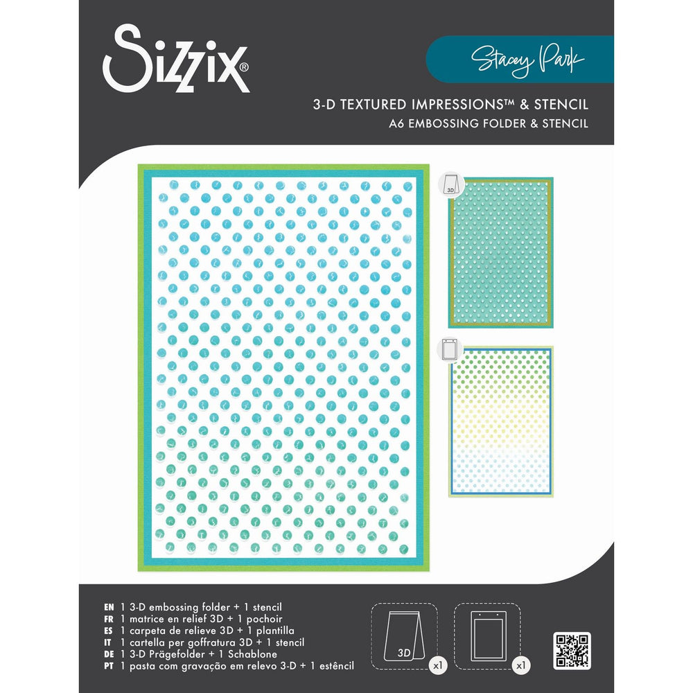 Sizzix • 3-d tief a6 stencil rock the dots by stacey park