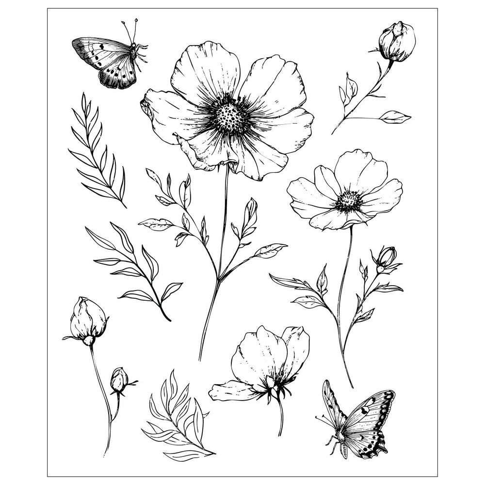 Sizzix • clear stamp set 10pcs cosmo and butterflies by willow wolfe